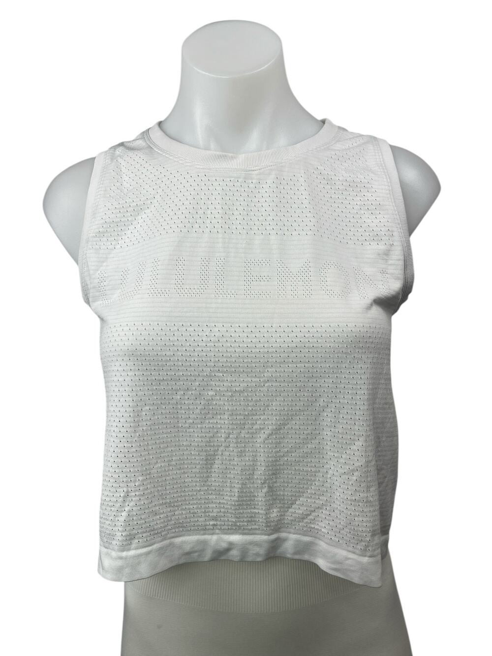 Lululemon Breeze By Women's White Sleeveless Muscle Tee Crop Tank Top Size S/M